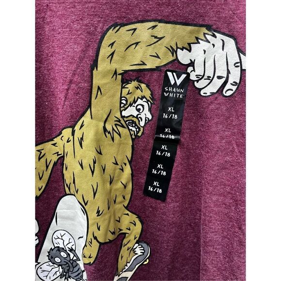 SHAUN WHITE YETI TWOFER TEE LONG CAMO SLEEVE BURGUNDY XL NWT - Picture 3 of 6